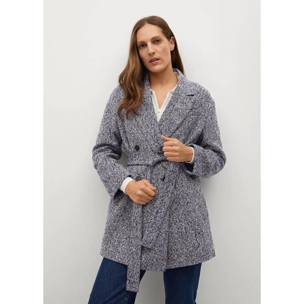 Mango Wrap Belted Coat Textured New - Picture 3 of 8